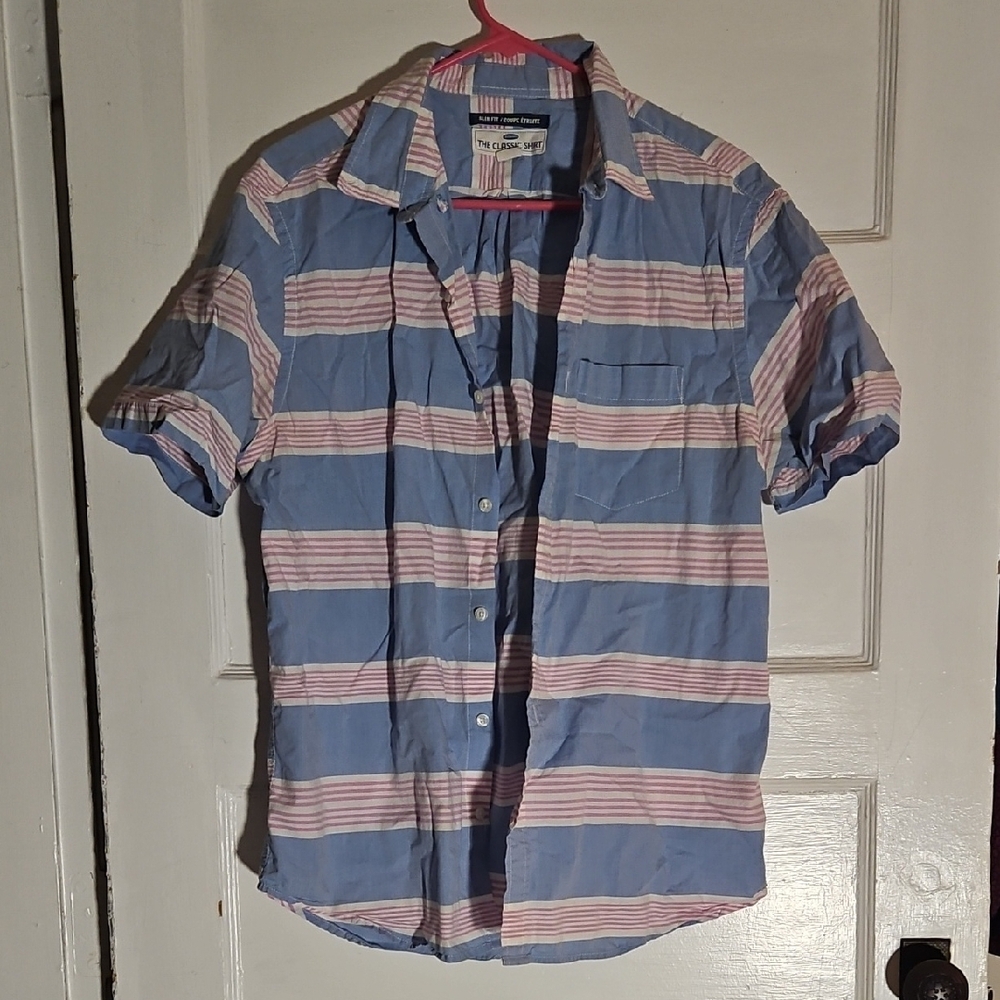 Blue and Pink Striped Shirt
